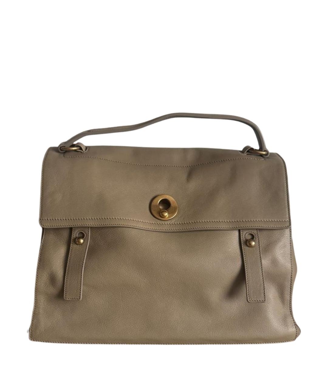 SAINT LAURENT Коричневая кожаная сумка с короткими ручками, фото 1