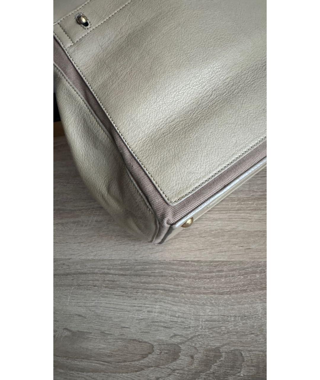 SAINT LAURENT Коричневая кожаная сумка с короткими ручками, фото 6