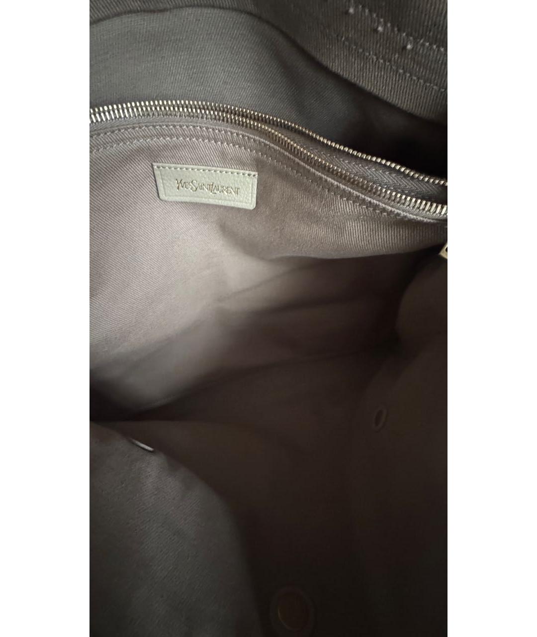 SAINT LAURENT Коричневая кожаная сумка с короткими ручками, фото 8