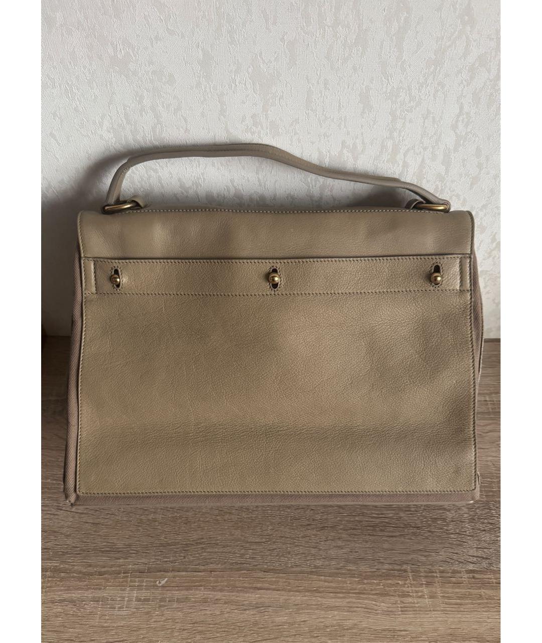 SAINT LAURENT Коричневая кожаная сумка с короткими ручками, фото 2