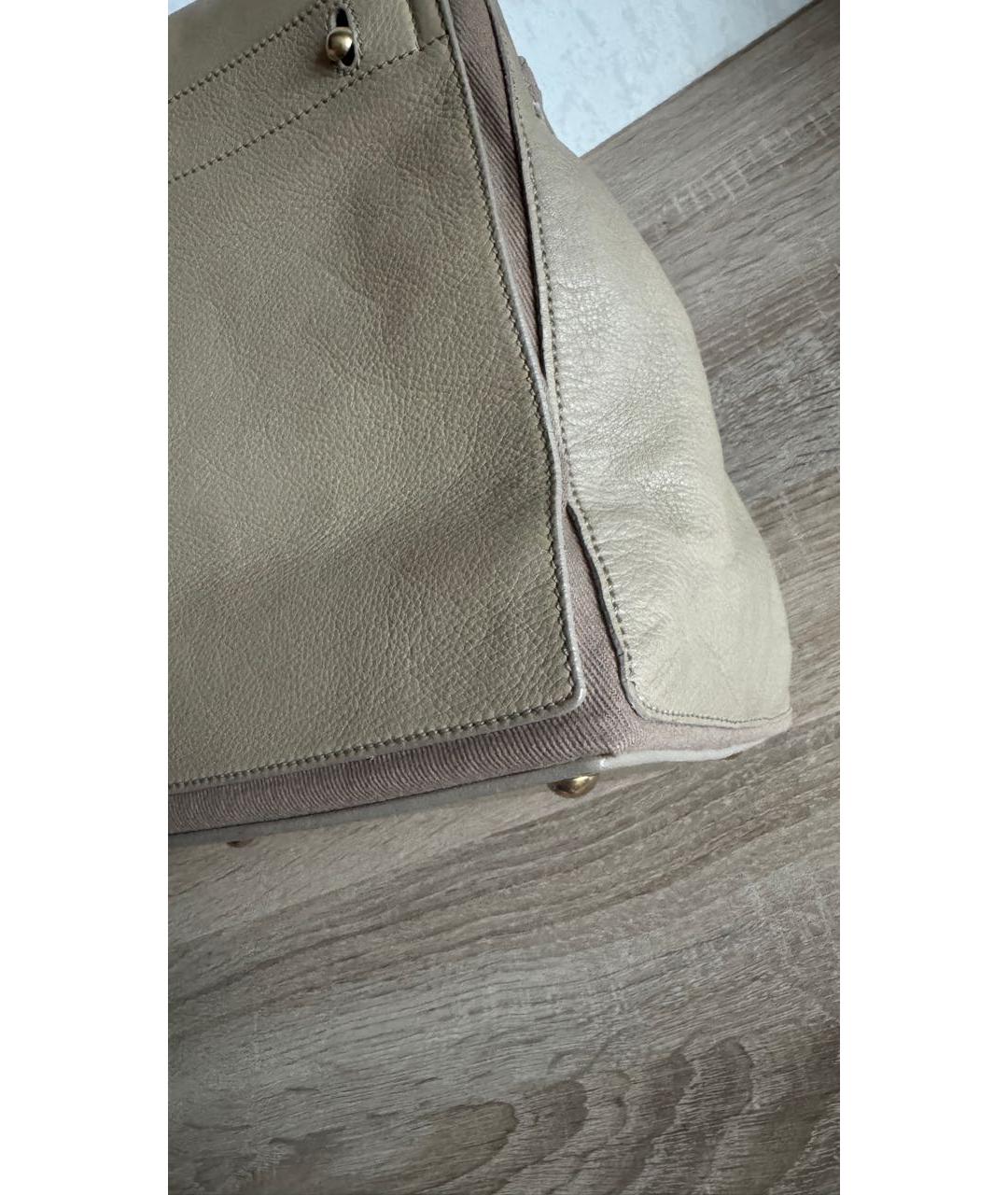 SAINT LAURENT Коричневая кожаная сумка с короткими ручками, фото 5