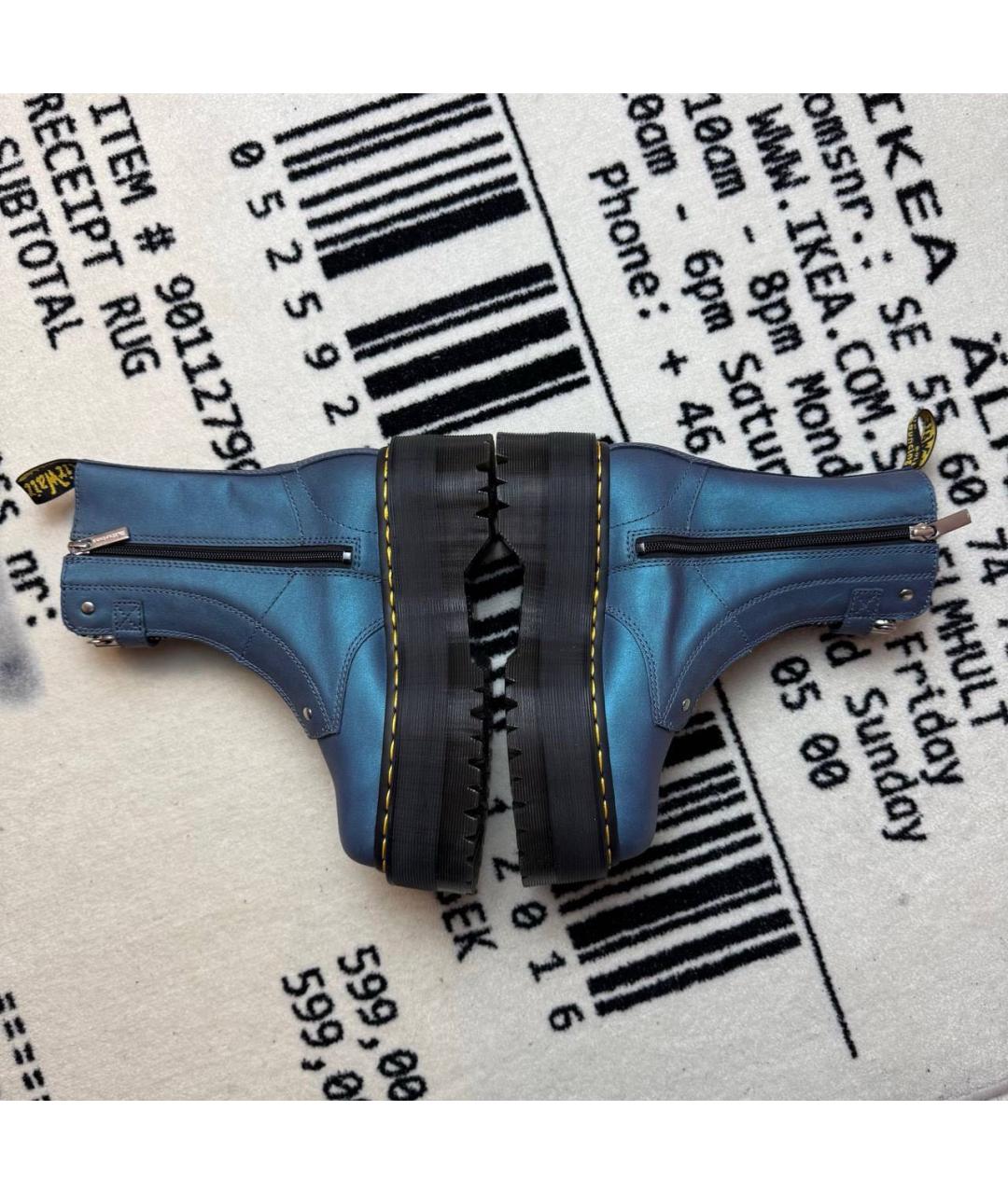 DR. MARTENS Синие кожаные ботинки, фото 3