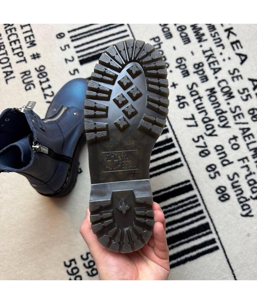 DR. MARTENS Синие кожаные ботинки, фото 5