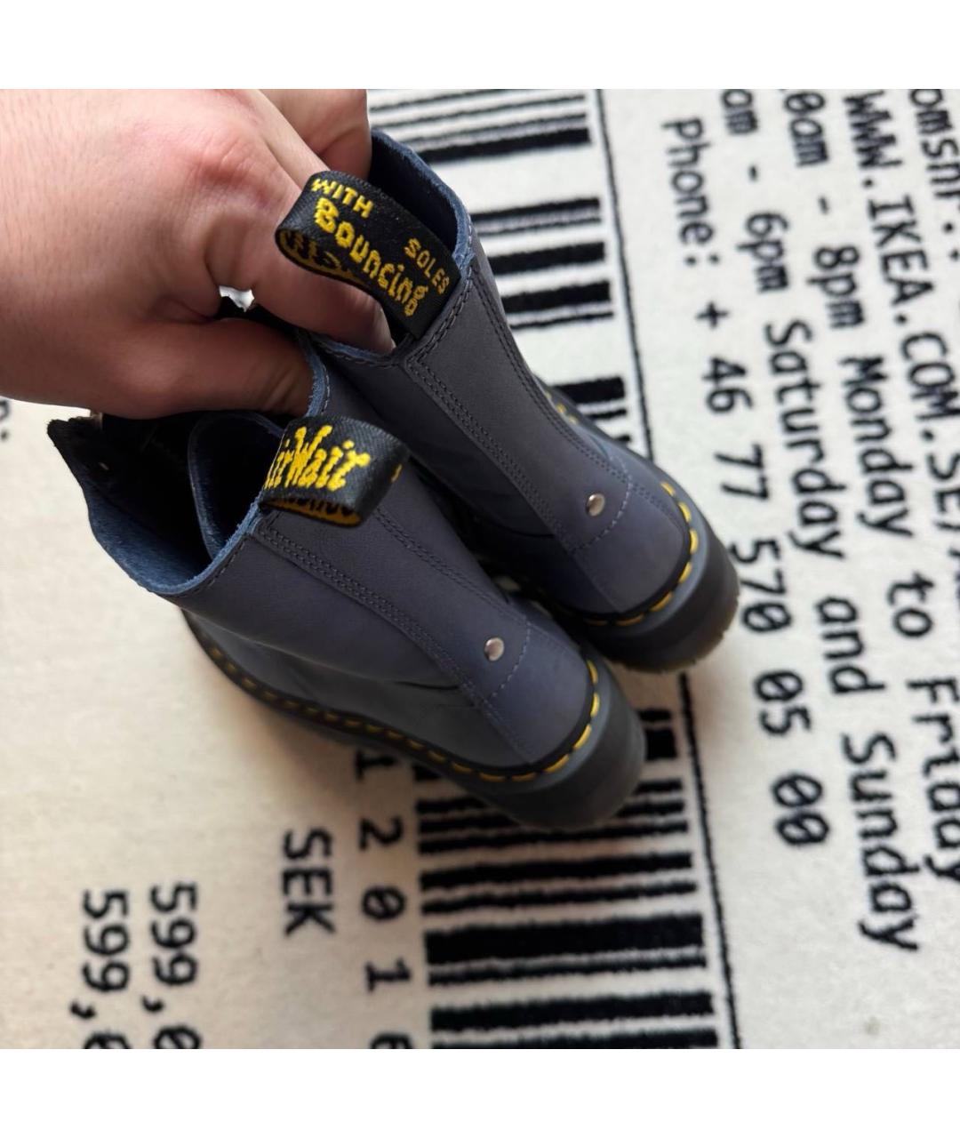 DR. MARTENS Синие кожаные ботинки, фото 4