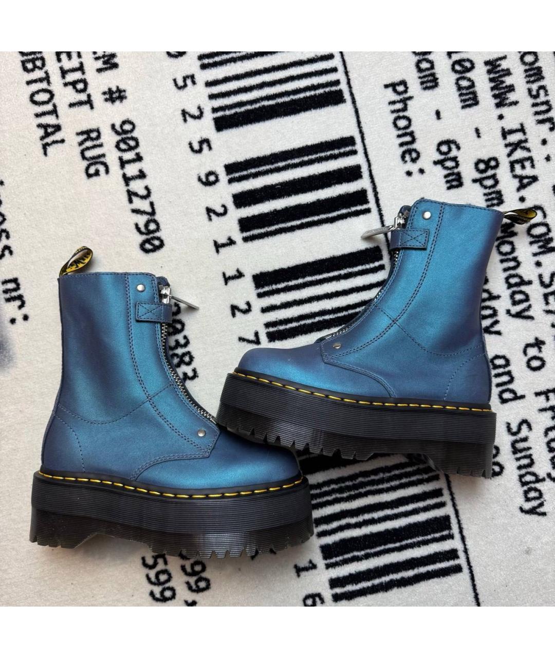 DR. MARTENS Синие кожаные ботинки, фото 6
