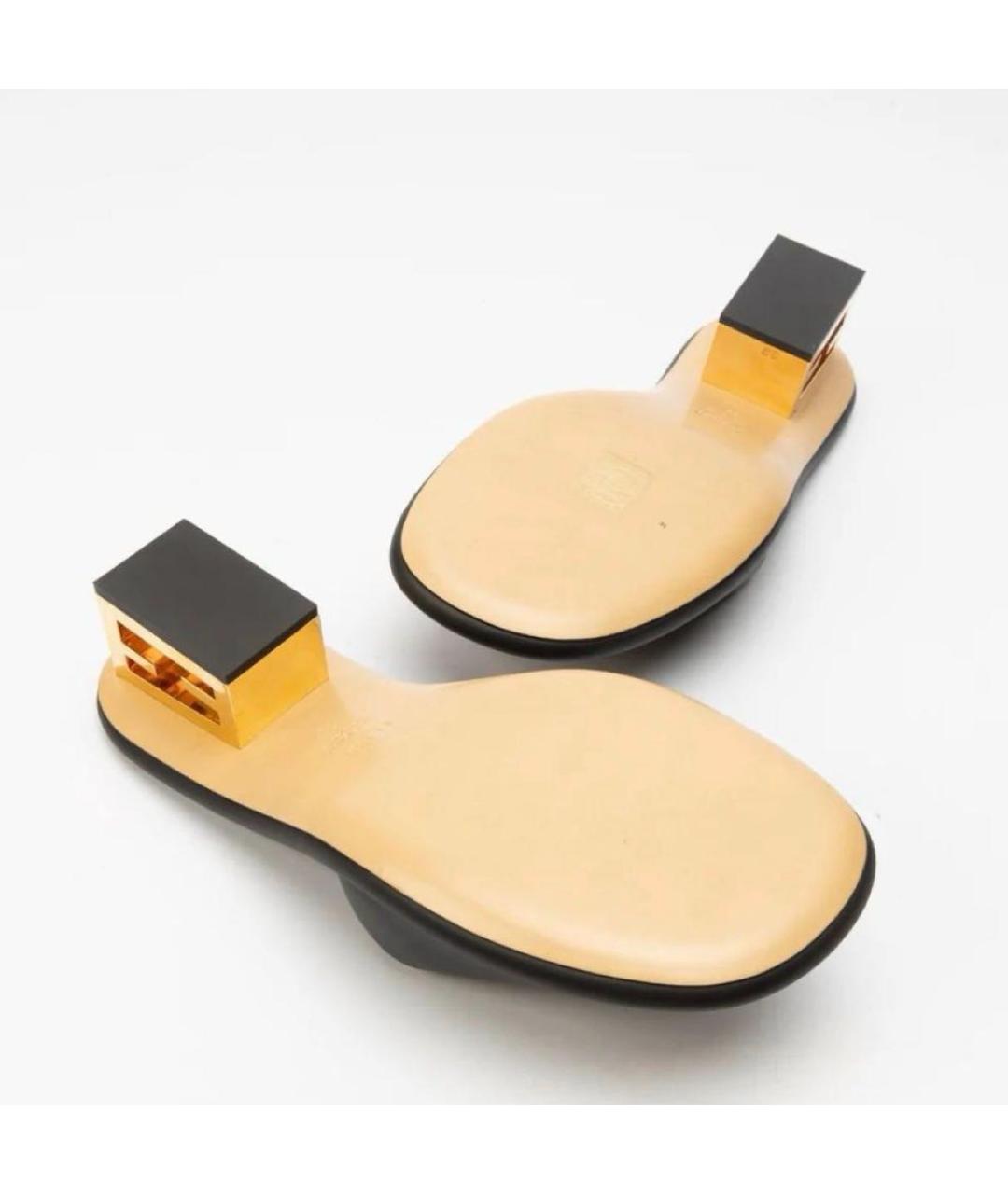 FENDI Черные кожаные мюли, фото 6