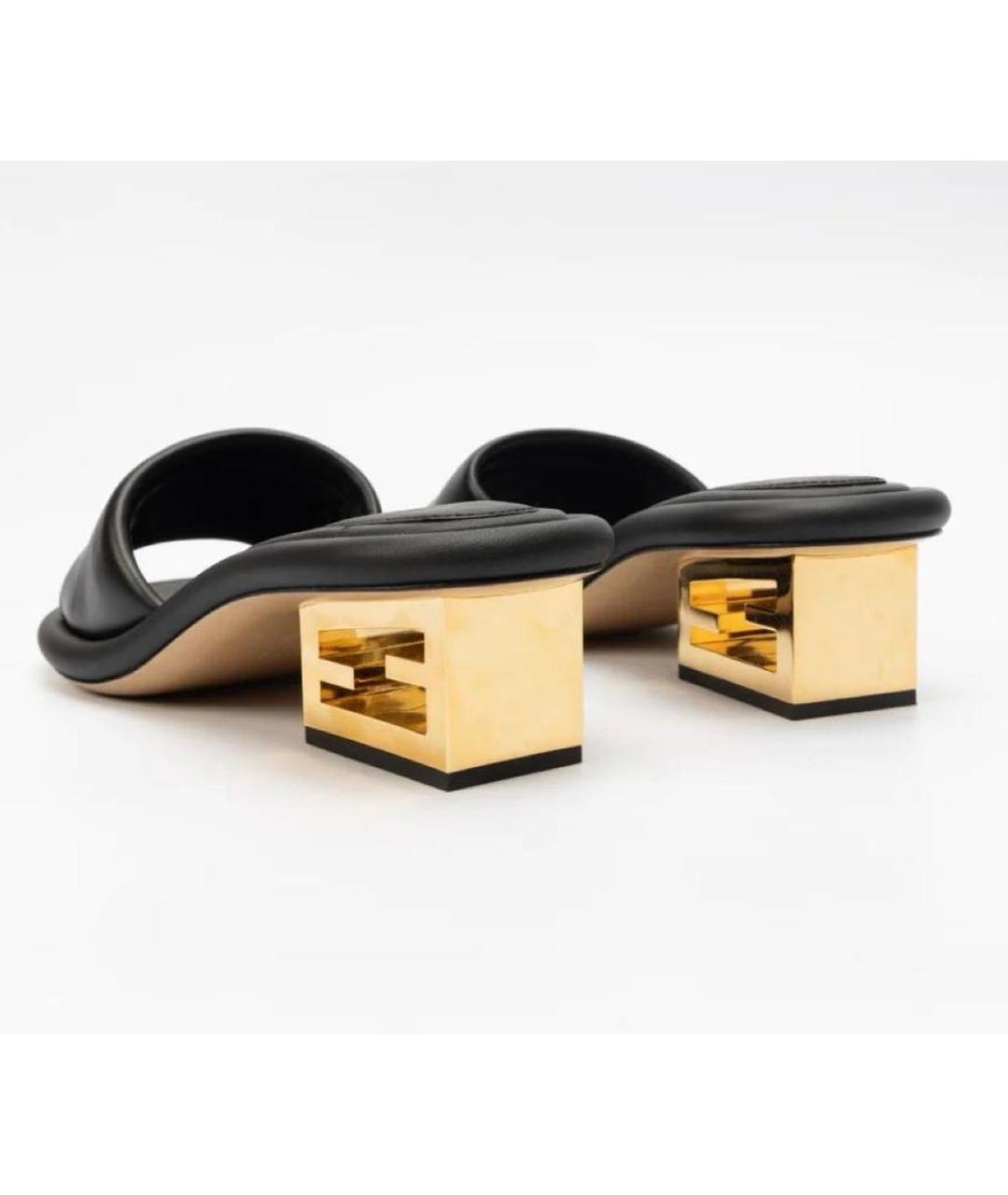 FENDI Черные кожаные мюли, фото 4