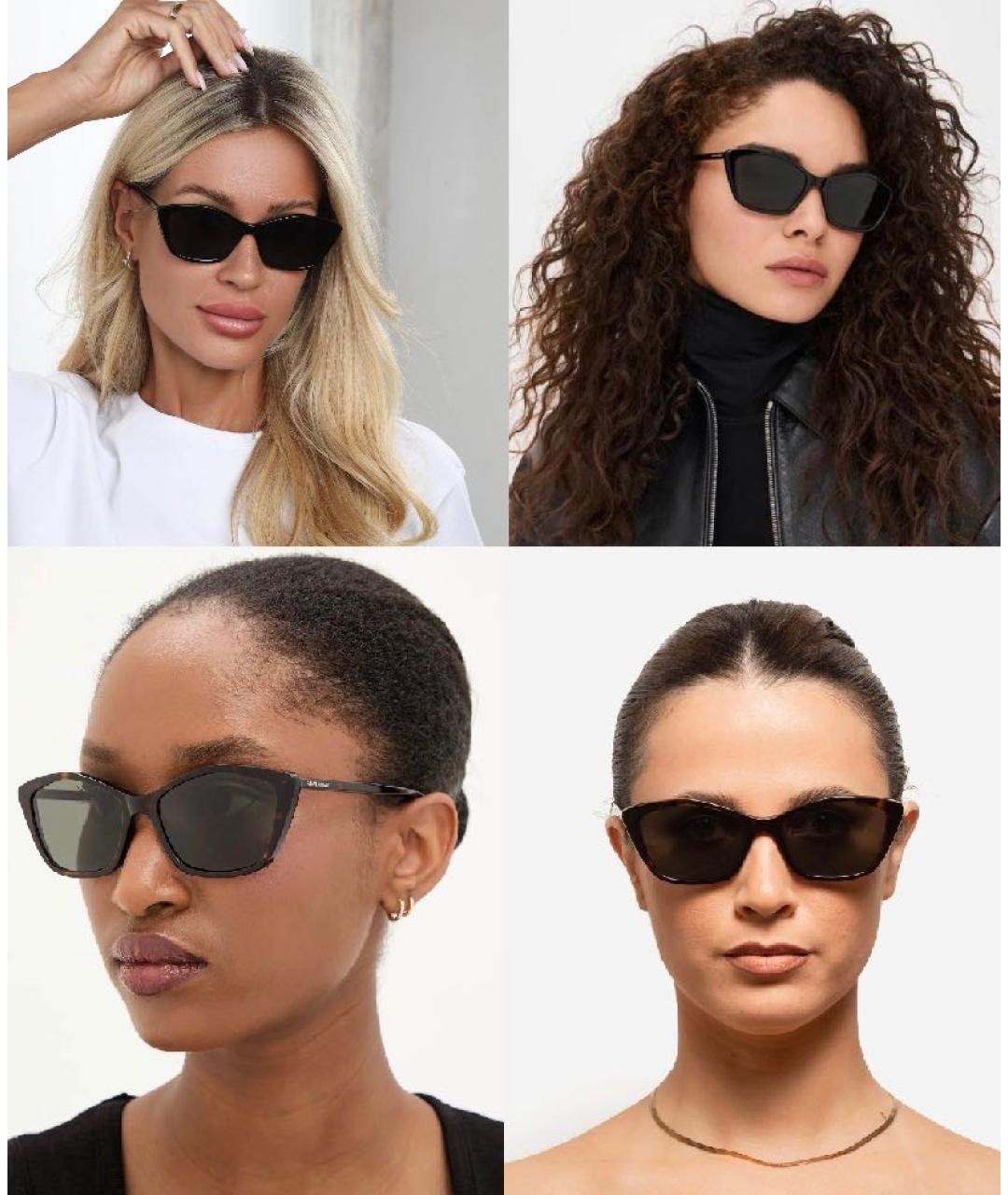 SAINT LAURENT Коричневые пластиковые солнцезащитные очки, фото 7