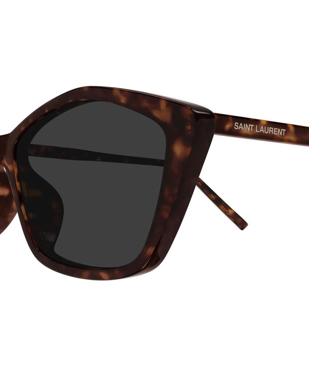 SAINT LAURENT Коричневые пластиковые солнцезащитные очки, фото 3
