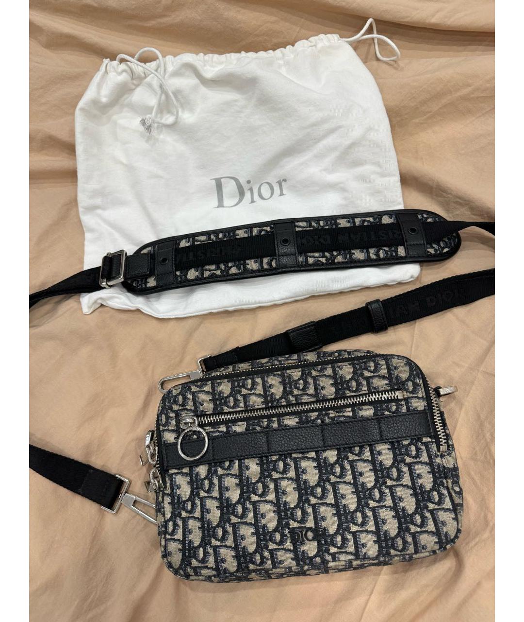 CHRISTIAN DIOR Бежевая жаккардовая сумка на плечо, фото 6