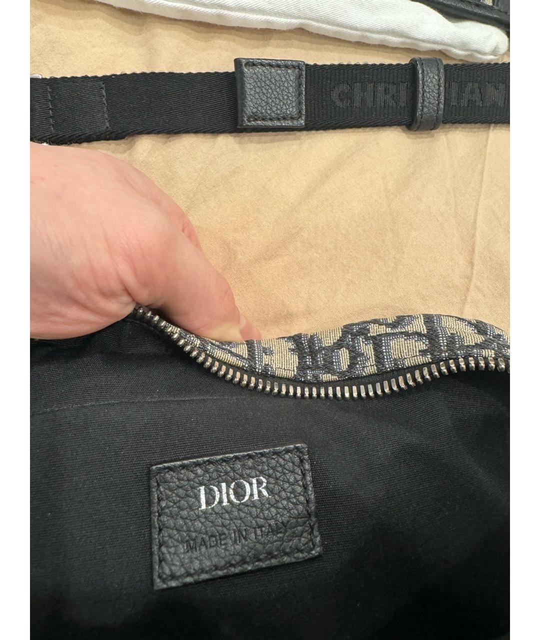 CHRISTIAN DIOR Бежевая жаккардовая сумка на плечо, фото 4