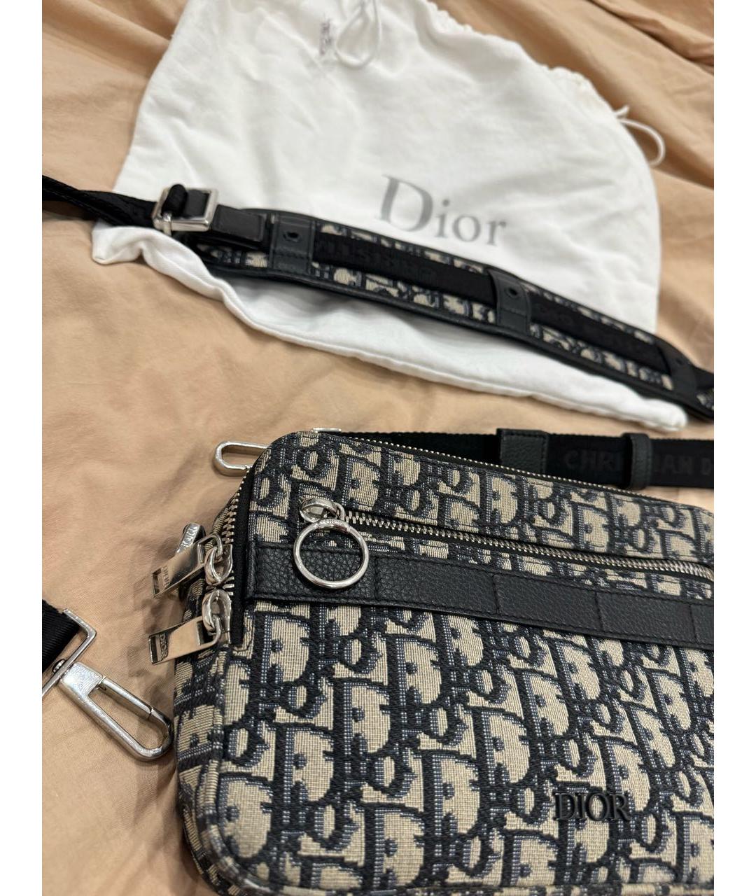 CHRISTIAN DIOR Бежевая жаккардовая сумка на плечо, фото 2