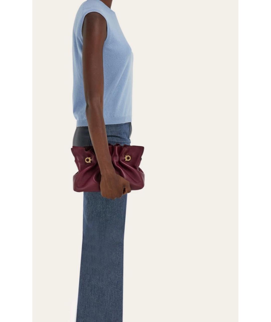 FERRAGAMO Бордовая кожаная сумка с короткими ручками, фото 3