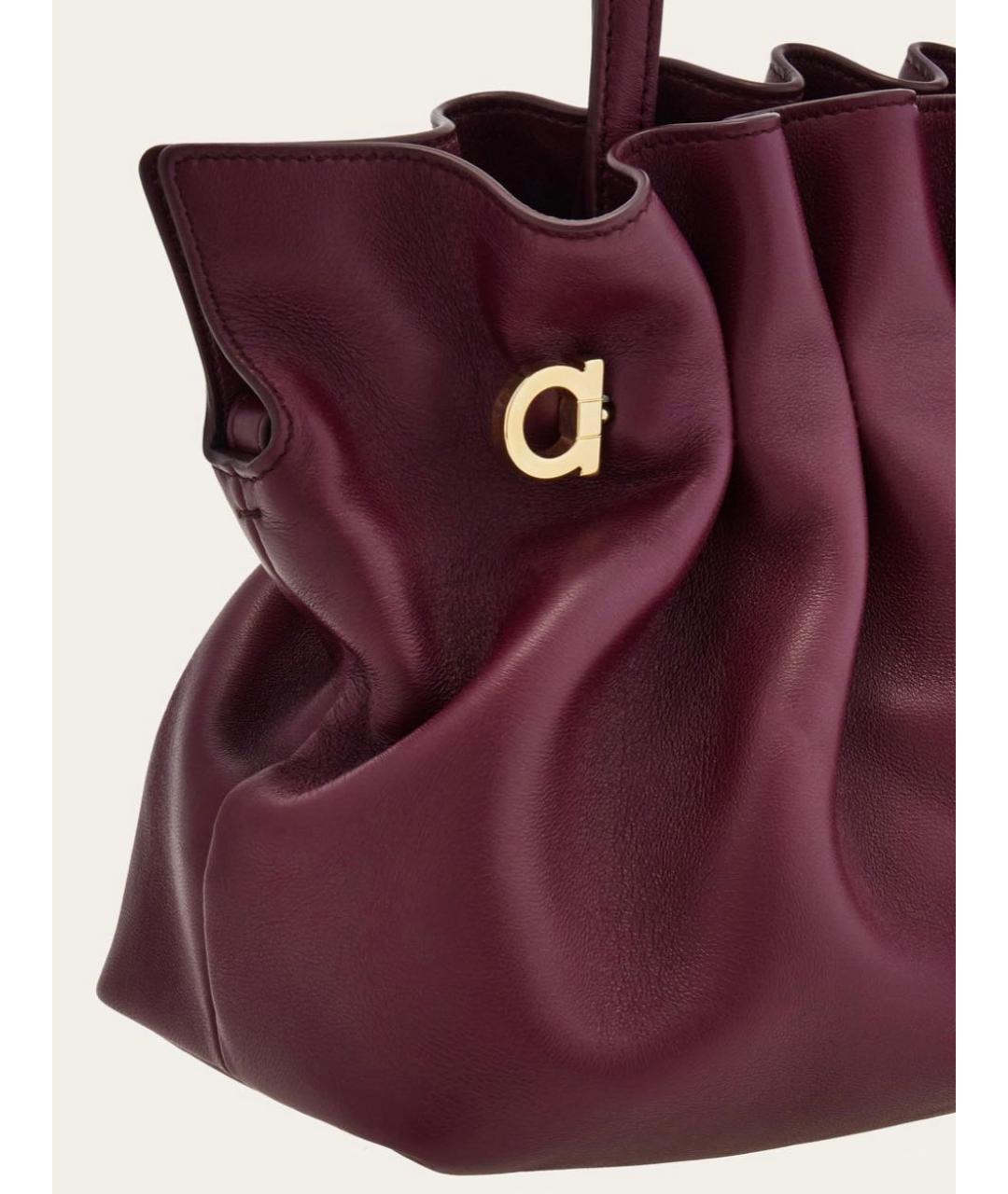 FERRAGAMO Бордовая кожаная сумка с короткими ручками, фото 4