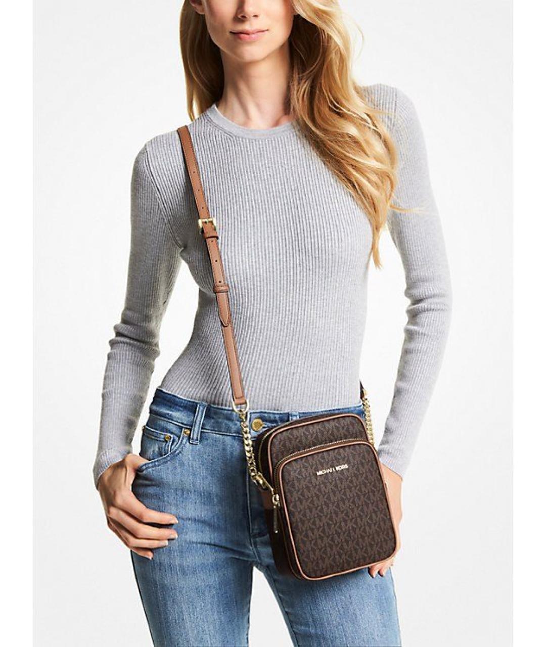 MICHAEL KORS Коричневая сумка через плечо из искусственной кожи, фото 4