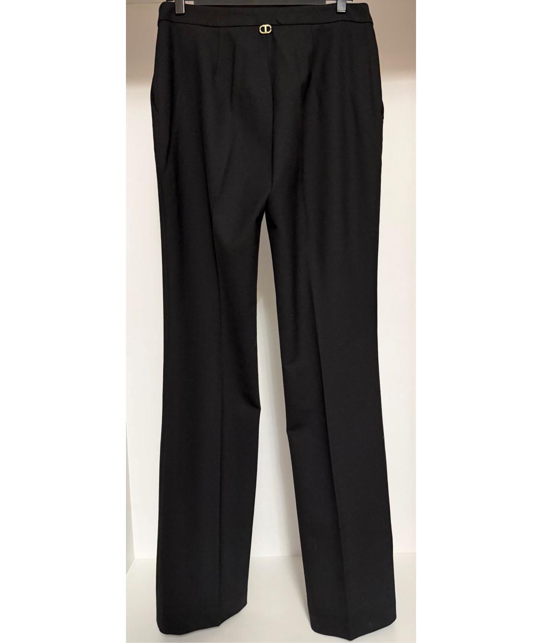 TWIN-SET Черные шерстяные прямые брюки, фото 8