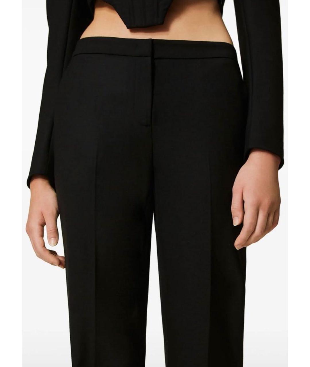 TWIN-SET Черные шерстяные прямые брюки, фото 2