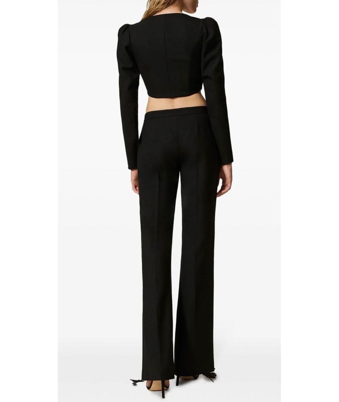 TWIN-SET Черные шерстяные прямые брюки, фото 4