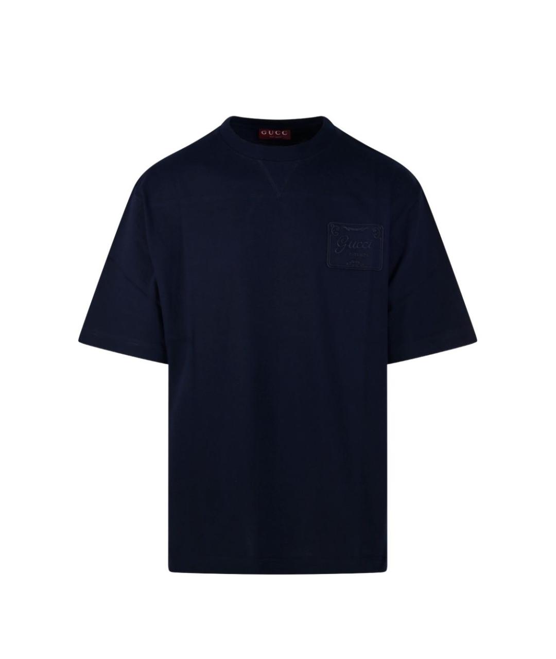 GUCCI Темно-синяя хлопковая футболка, фото 1