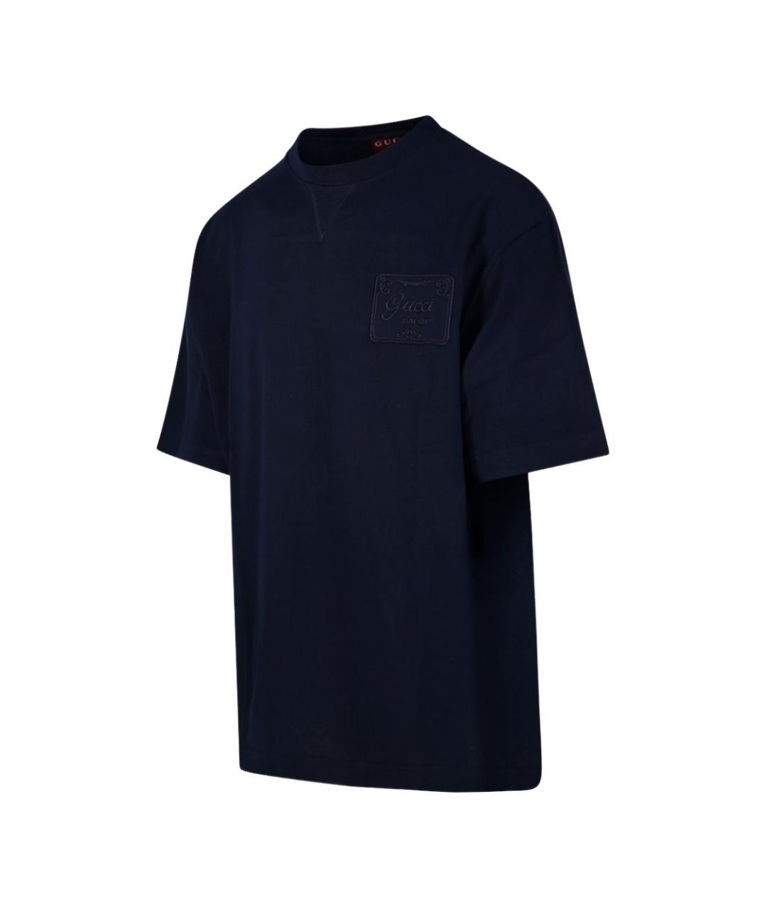 GUCCI Темно-синяя хлопковая футболка, фото 3