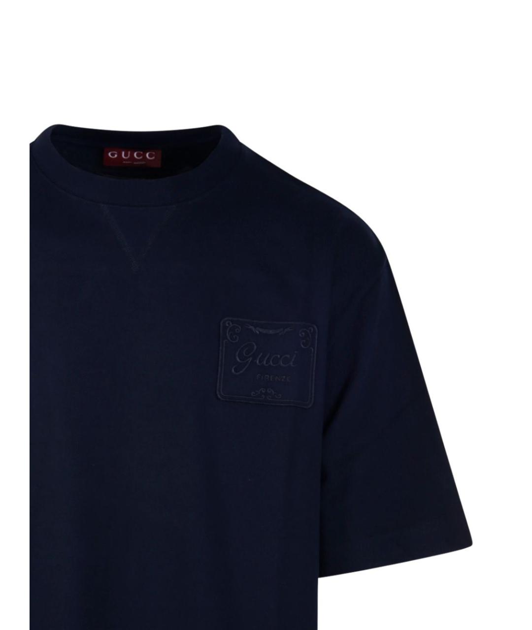 GUCCI Темно-синяя хлопковая футболка, фото 2