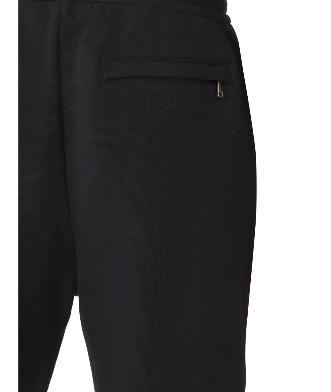 LANVIN Черные хлопковые повседневные брюки, фото 3