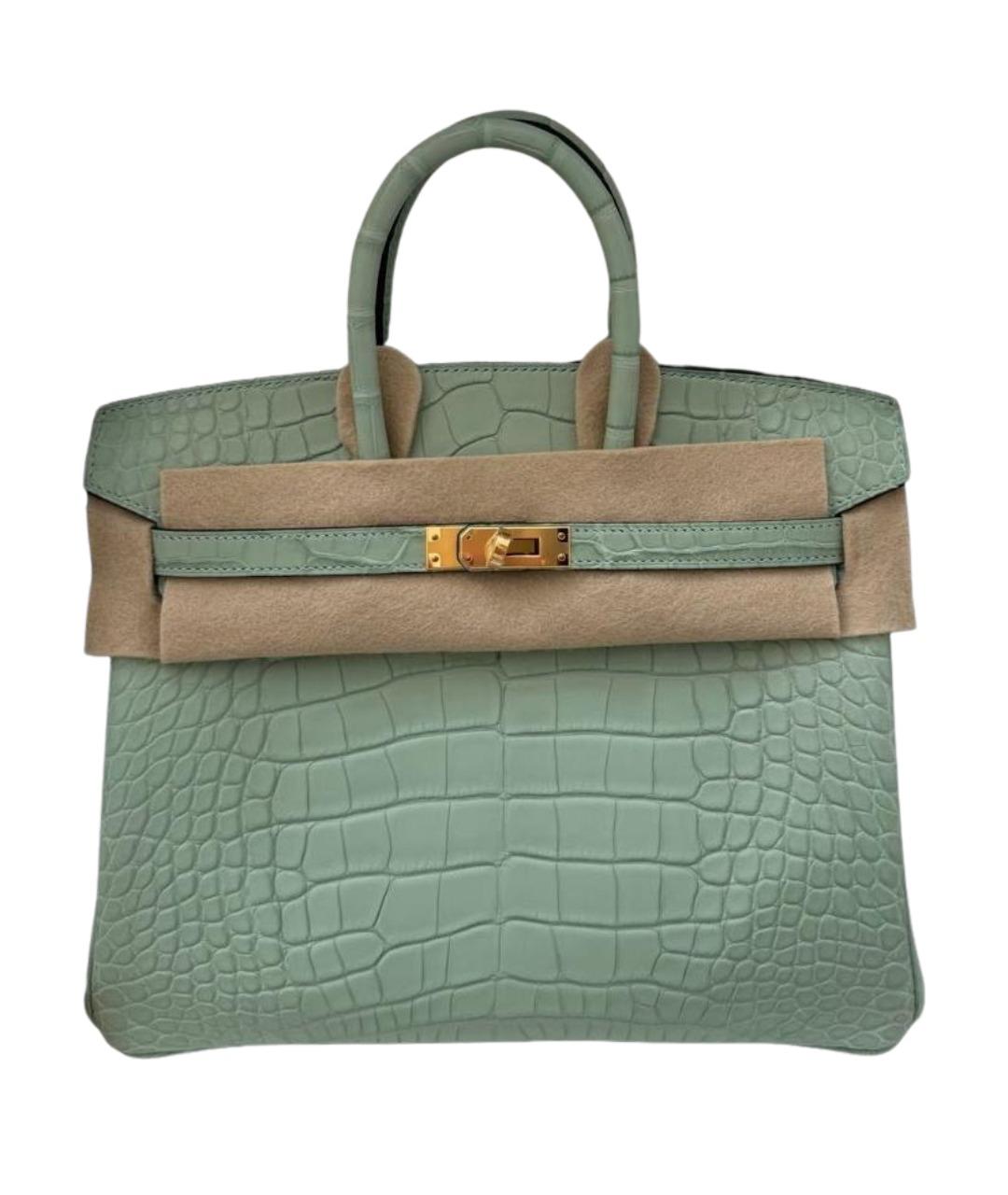 HERMES Бирюзовая сумка с короткими ручками из экзотической кожи, фото 1
