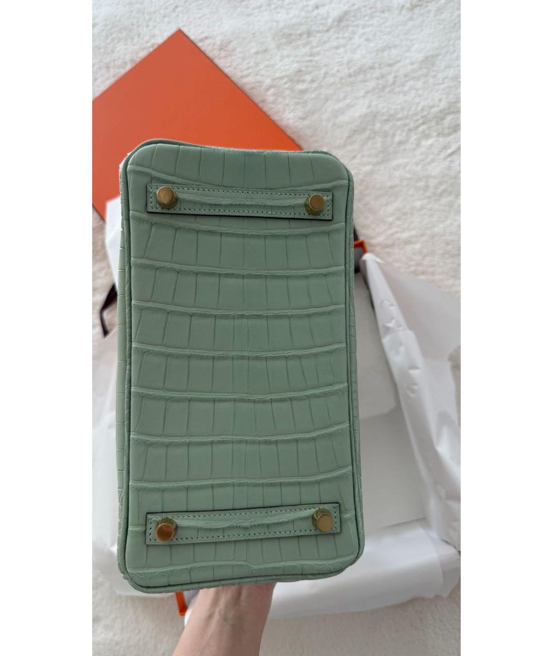 HERMES Бирюзовая сумка с короткими ручками из экзотической кожи, фото 4