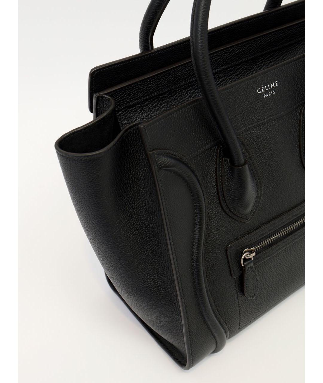 CELINE Черная кожаная сумка тоут, фото 5