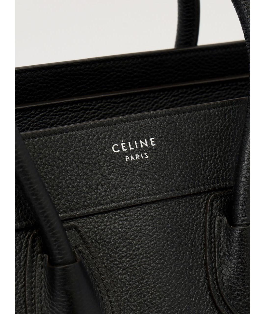 CELINE Черная кожаная сумка тоут, фото 3