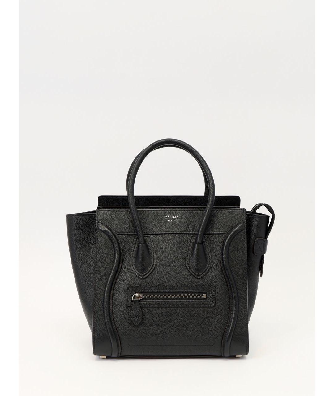 CELINE Черная кожаная сумка тоут, фото 9