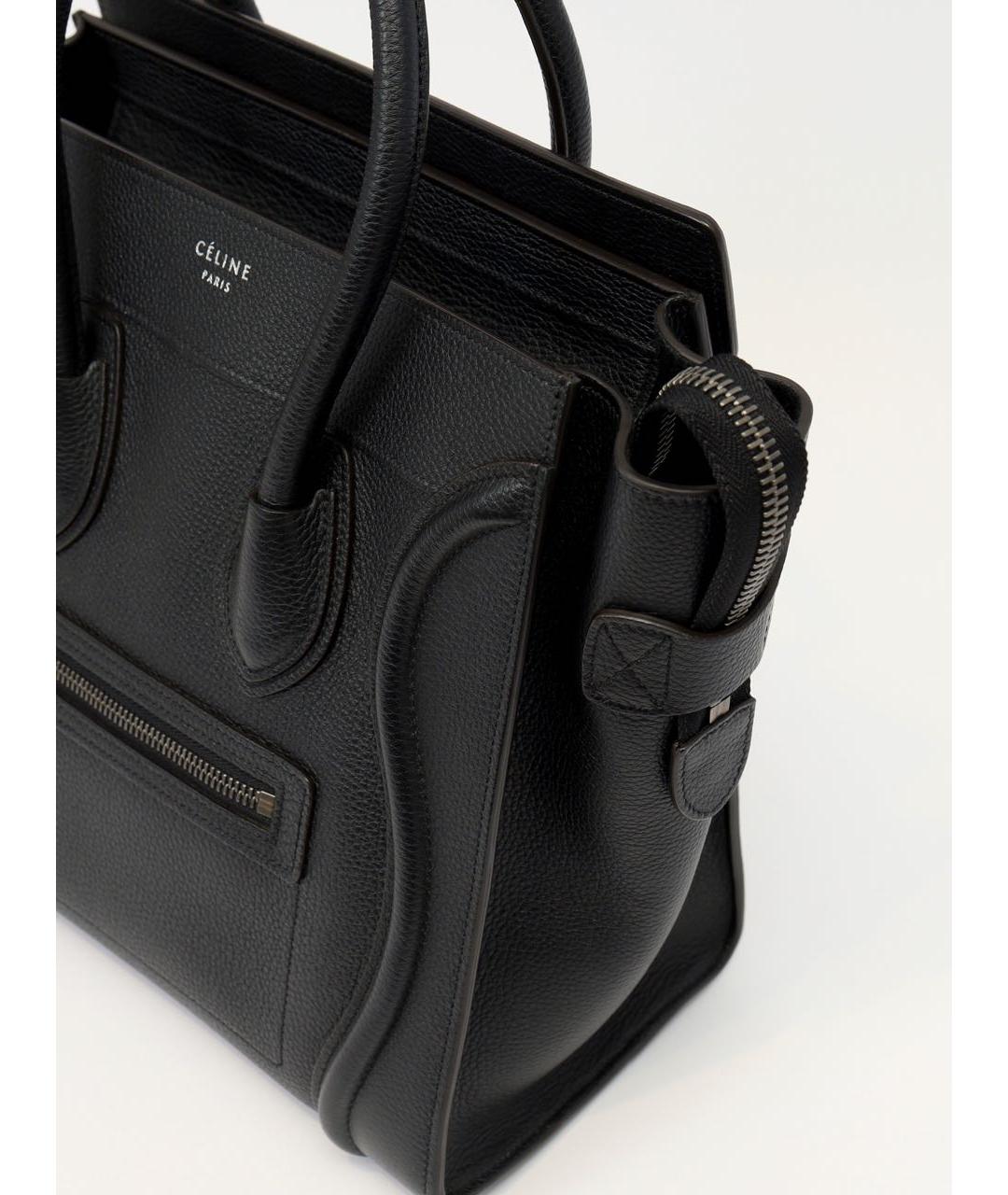 CELINE Черная кожаная сумка тоут, фото 6
