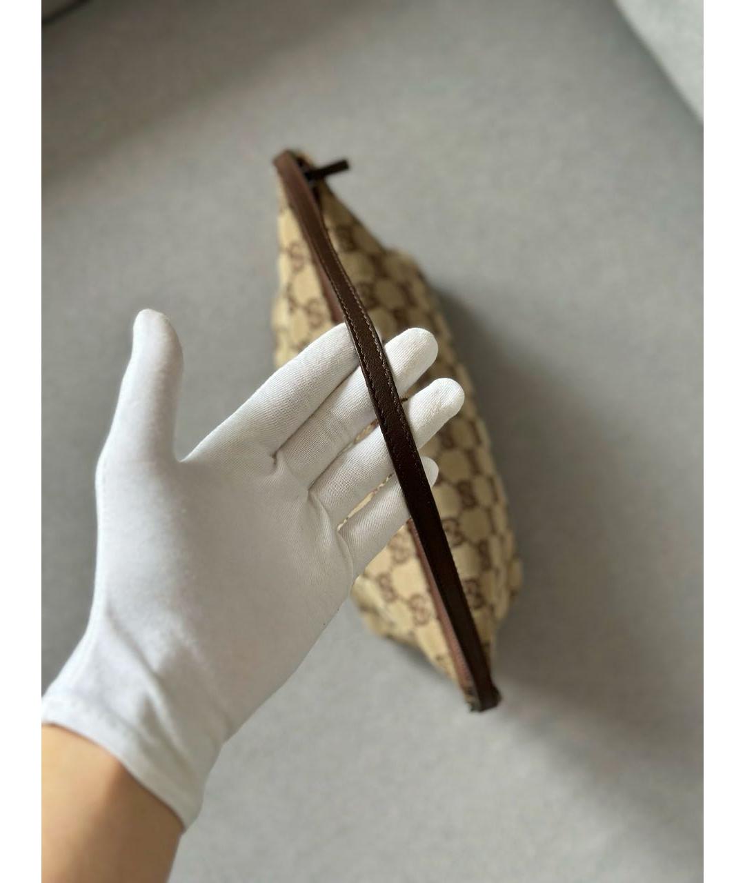 GUCCI Бежевая тканевая сумка с короткими ручками, фото 7