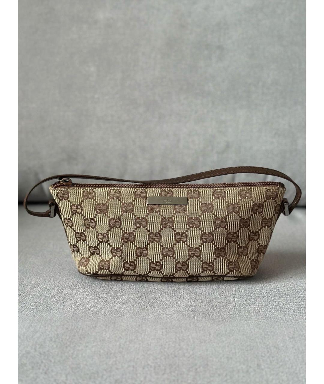 GUCCI Бежевая тканевая сумка с короткими ручками, фото 3