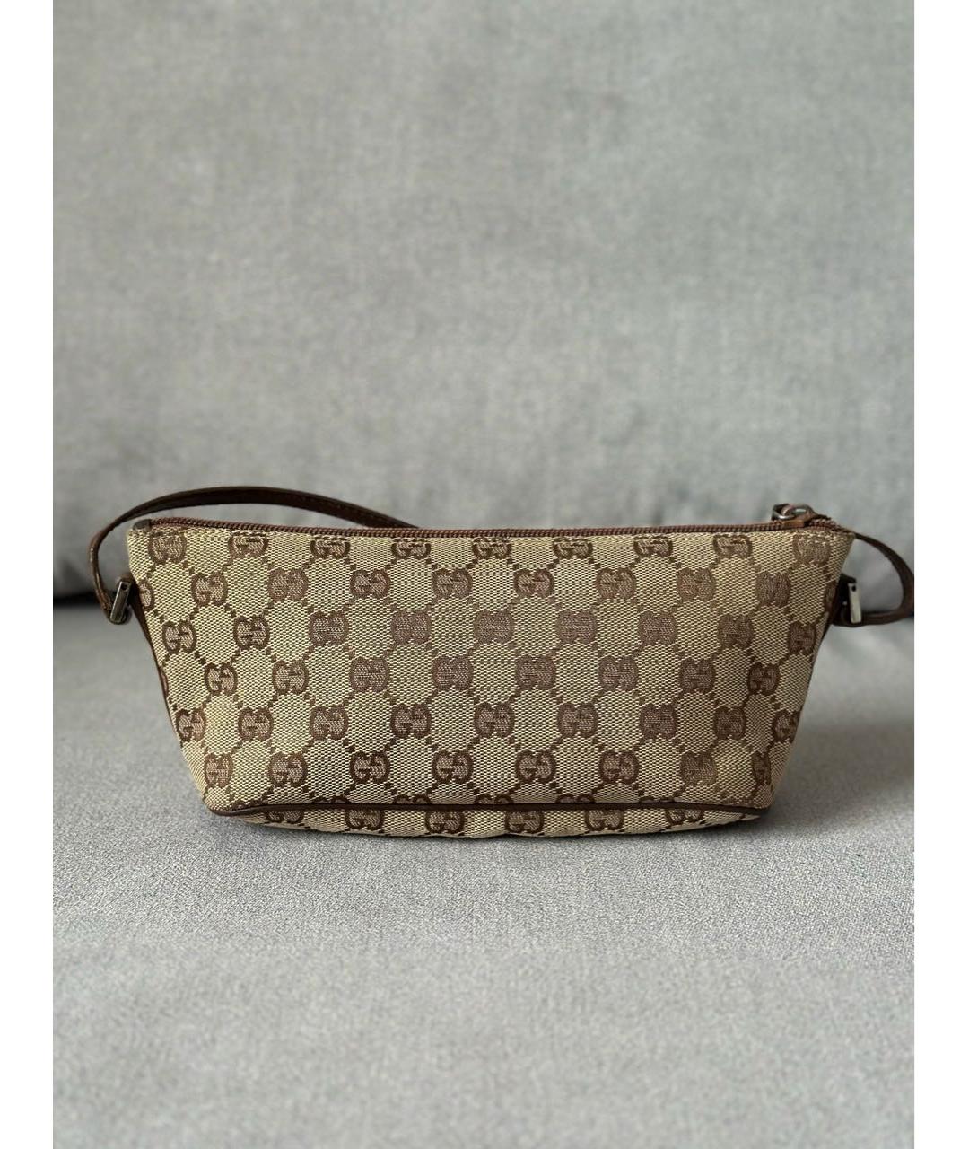 GUCCI Бежевая тканевая сумка с короткими ручками, фото 4