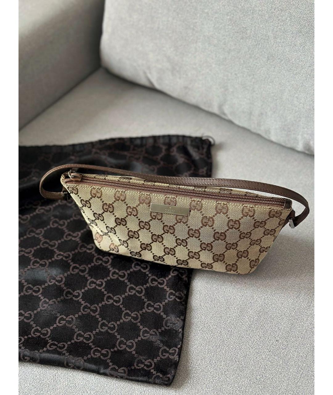 GUCCI Бежевая тканевая сумка с короткими ручками, фото 2