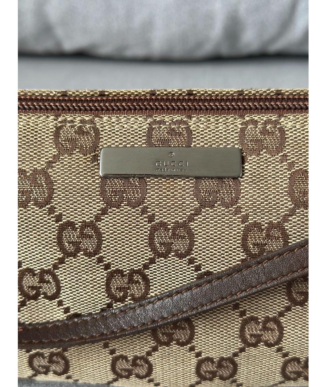 GUCCI Бежевая тканевая сумка с короткими ручками, фото 6