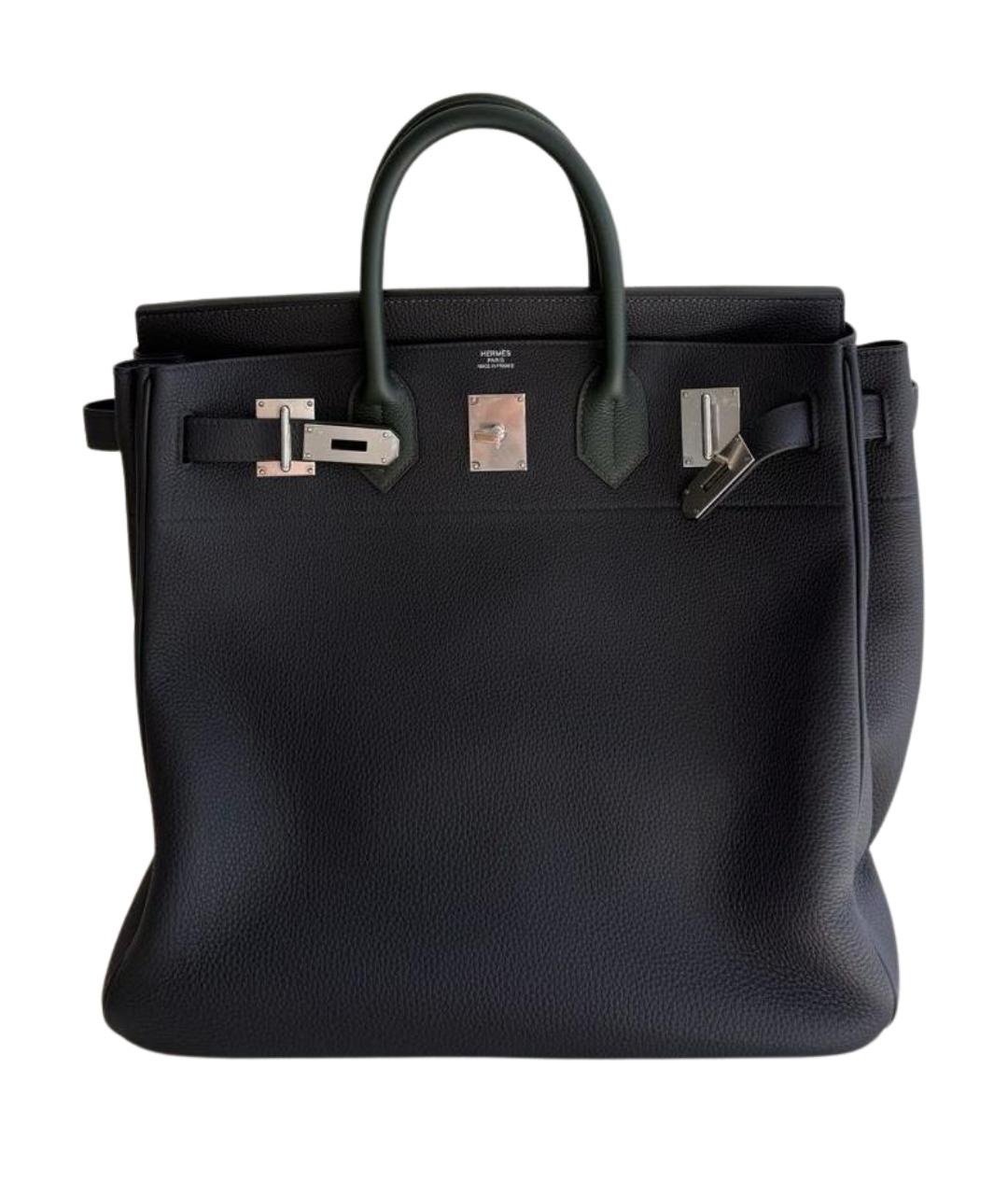HERMES Темно-синяя кожаная сумка с короткими ручками, фото 1