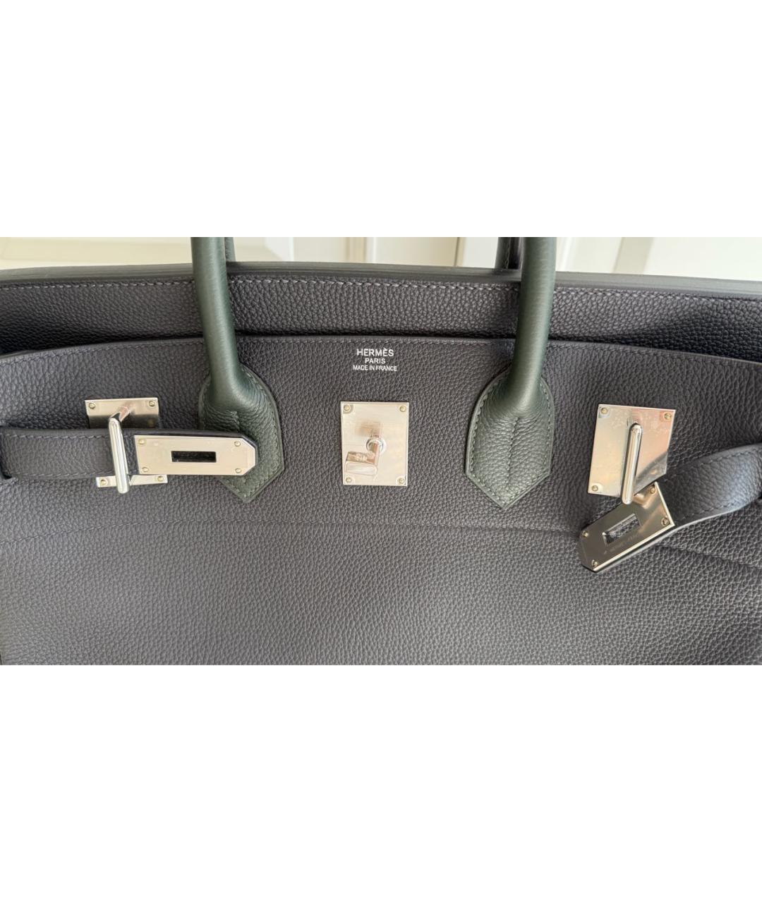 HERMES Темно-синяя кожаная сумка с короткими ручками, фото 4