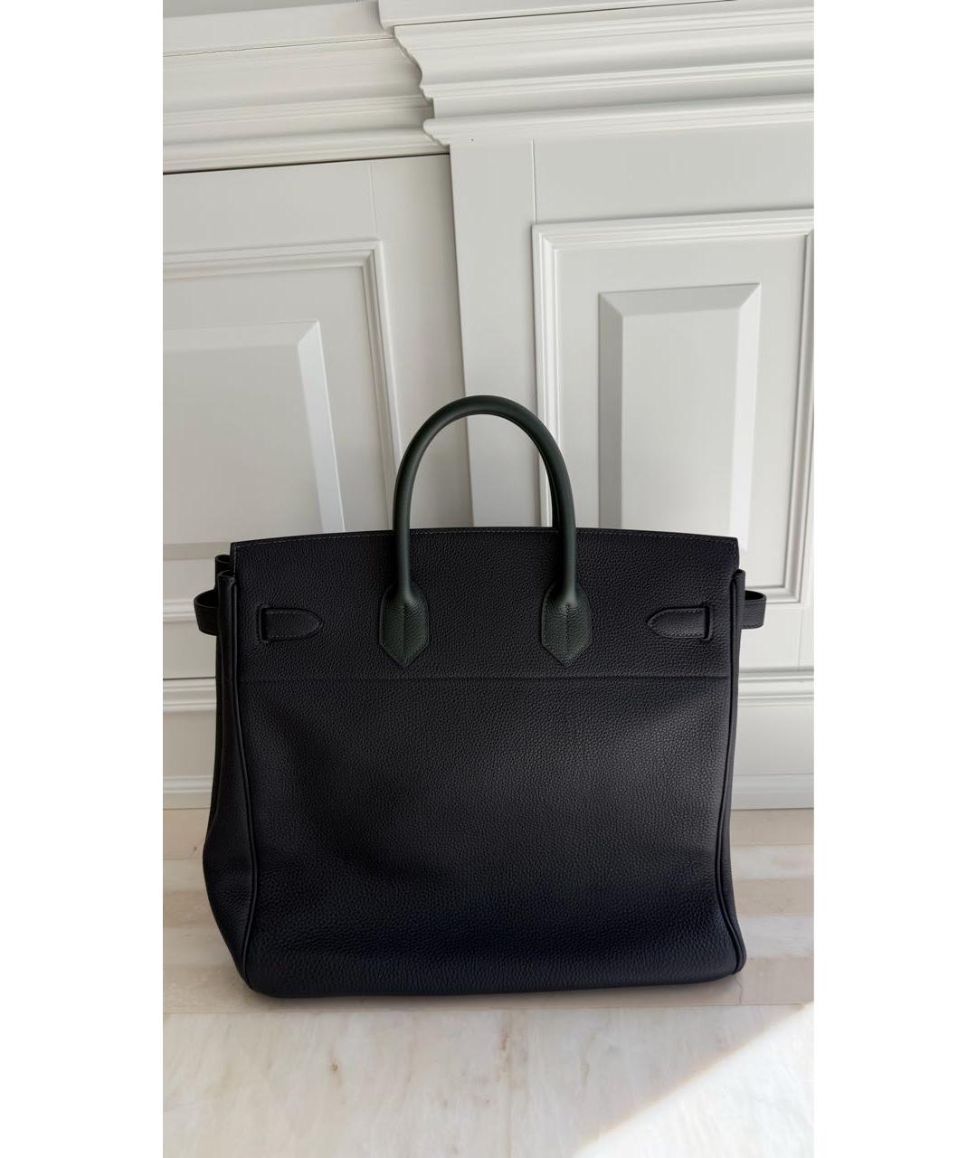 HERMES Темно-синяя кожаная сумка с короткими ручками, фото 2