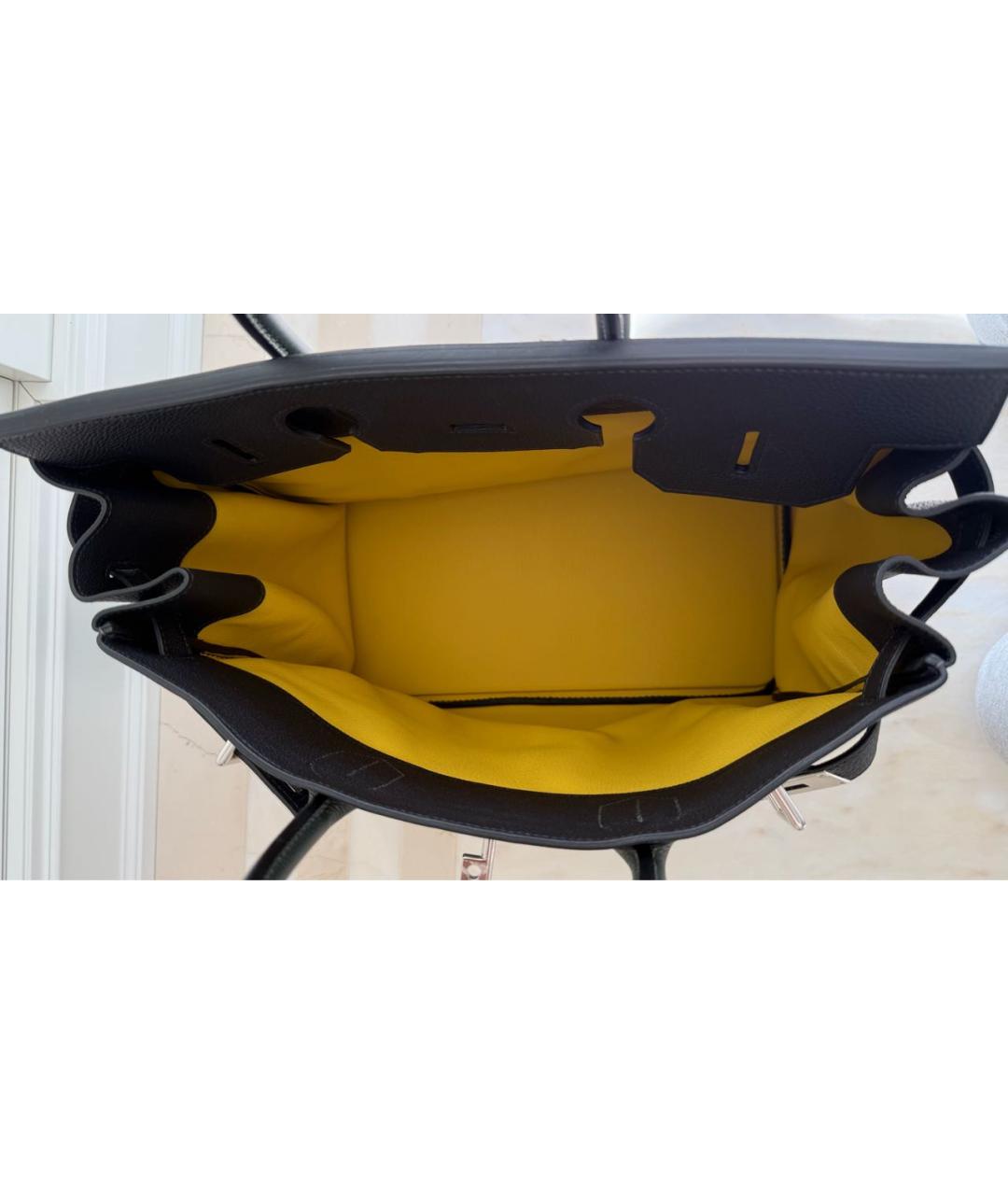 HERMES Темно-синяя кожаная сумка с короткими ручками, фото 3