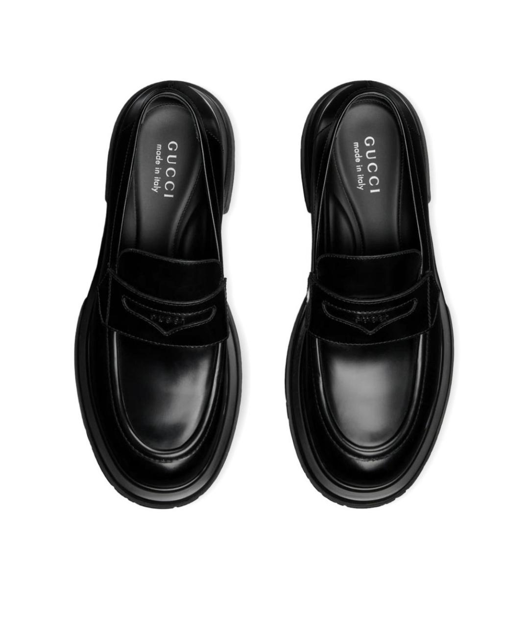 GUCCI Черные кожаные низкие кроссовки / кеды, фото 4