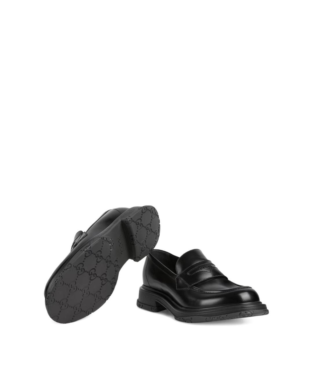 GUCCI Черные кожаные низкие кроссовки / кеды, фото 3