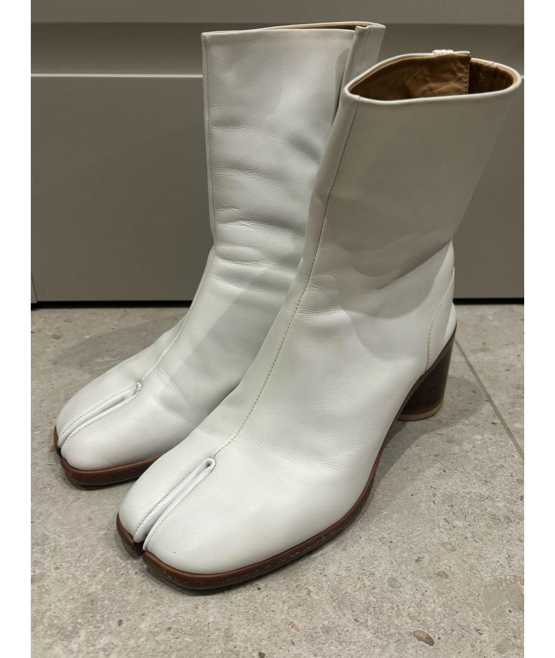 MAISON MARGIELA Белые кожаные высокие ботинки, фото 2