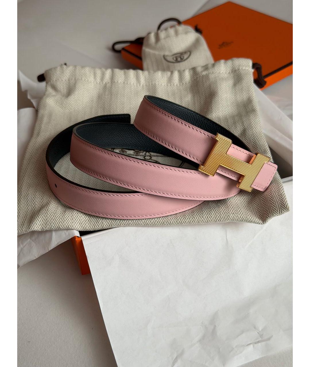 HERMES Розовый кожаный ремень, фото 2