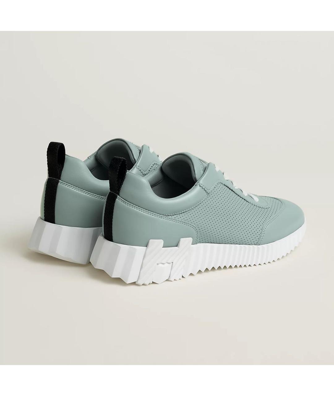 HERMES Бирюзовые кожаные кроссовки, фото 3