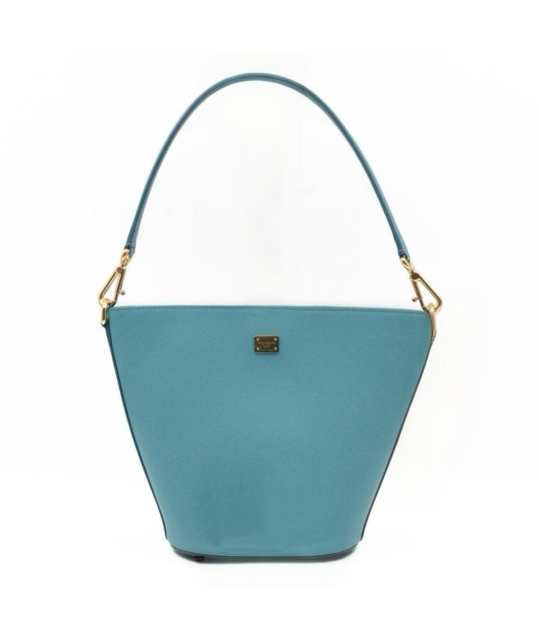 DOLCE&GABBANA Голубая кожаная сумка тоут, фото 1