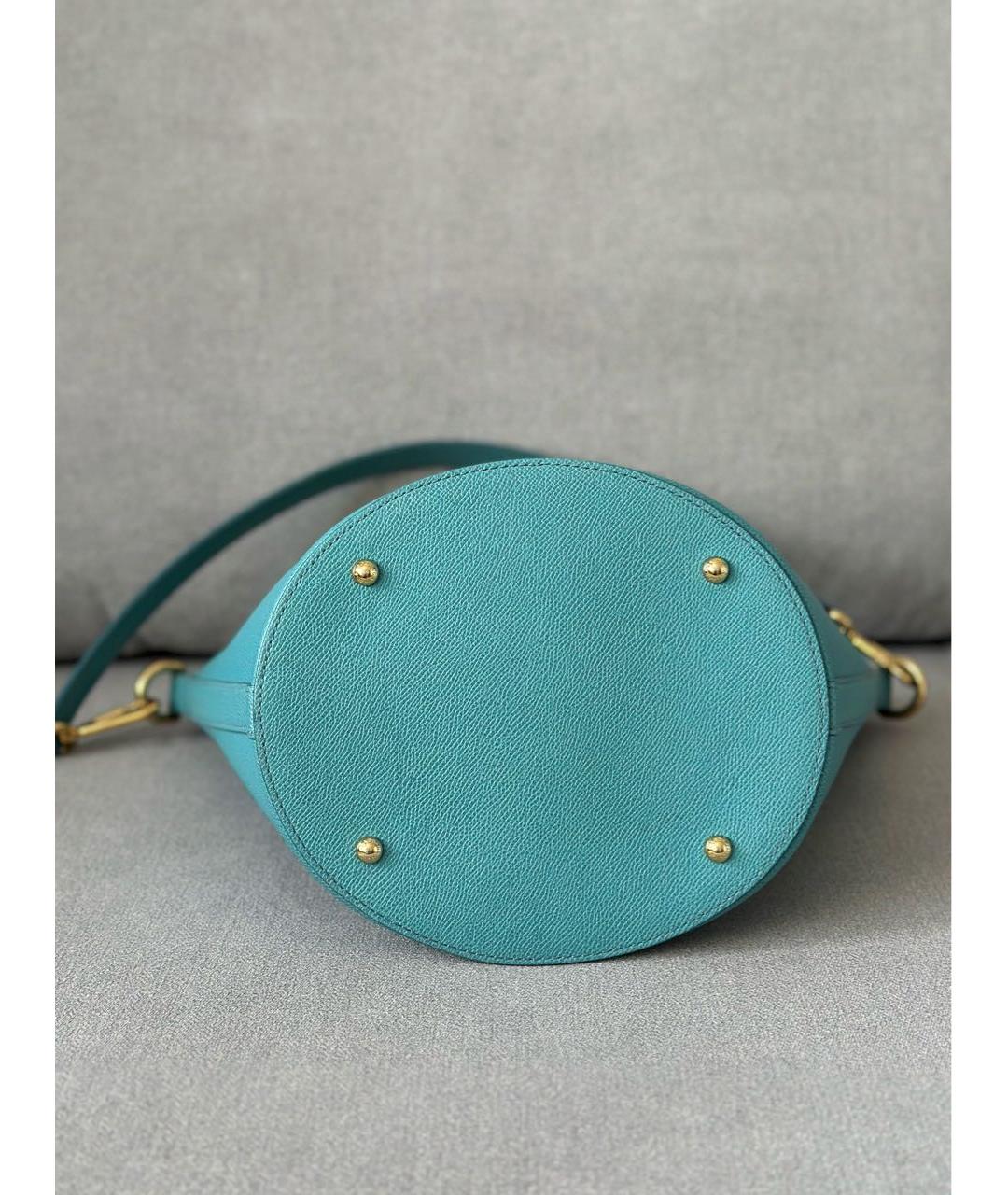 DOLCE&GABBANA Голубая кожаная сумка тоут, фото 5