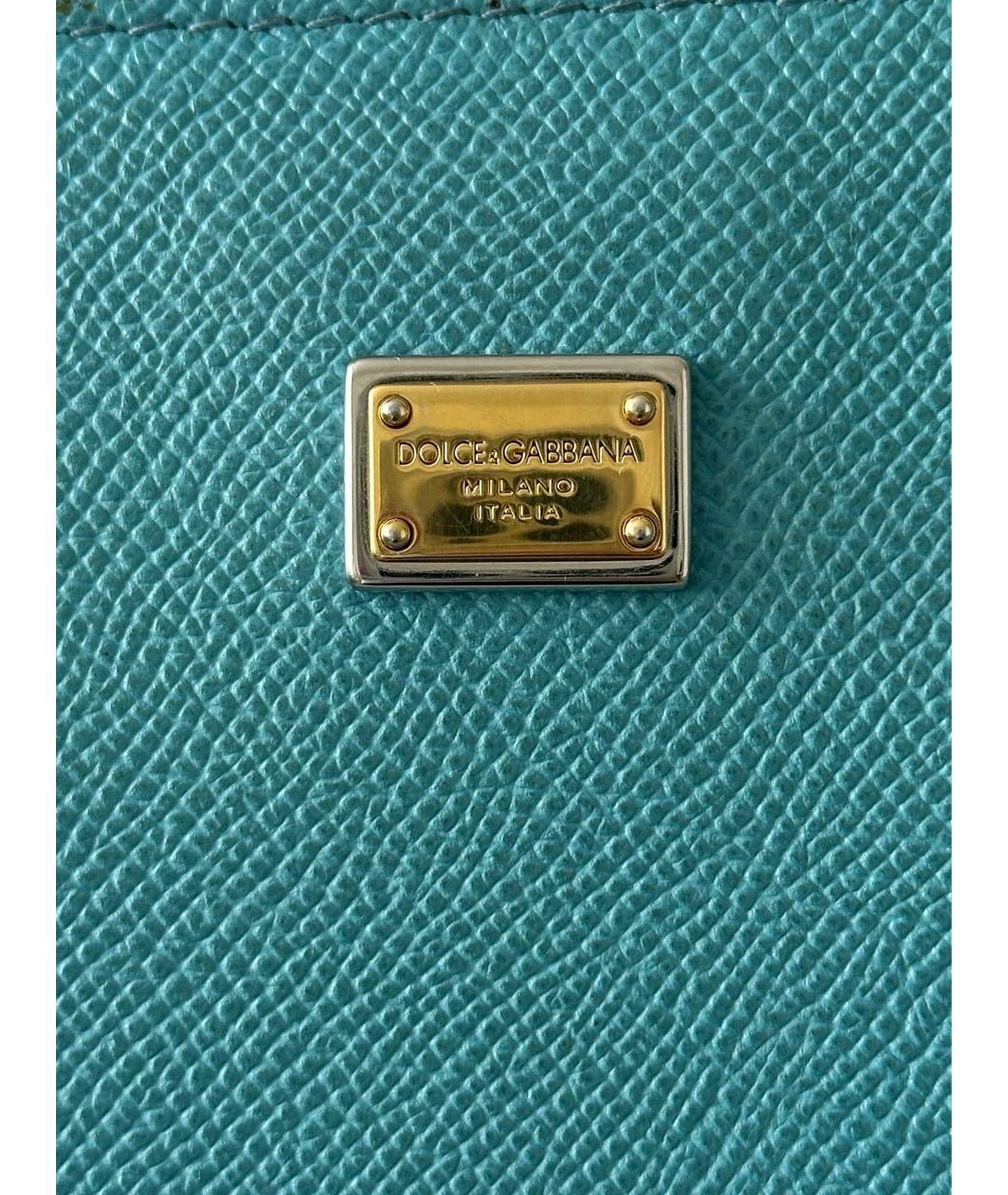 DOLCE&GABBANA Голубая кожаная сумка тоут, фото 8