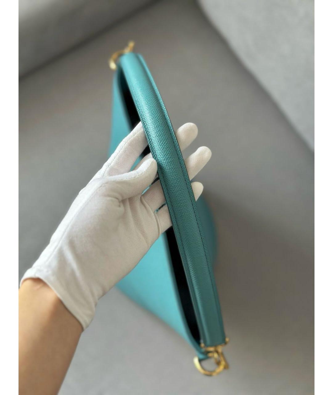 DOLCE&GABBANA Голубая кожаная сумка тоут, фото 7